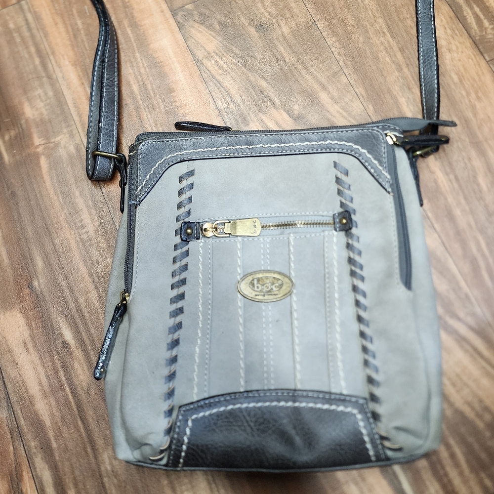 B.O.C. Born Concepts Womens Foakley Gray Faux Suede Crossbody Handbag